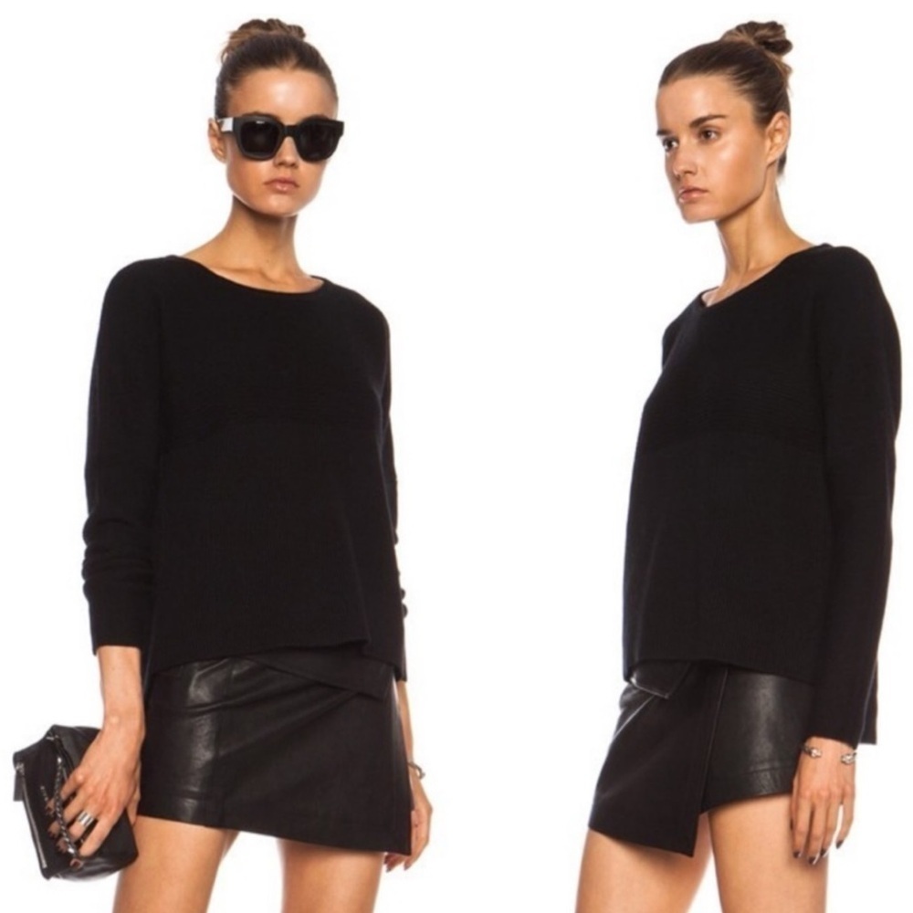 Helmut Lang Plush Wool Blend Knit Ribbed Sweater Pullover Jumper High Low Size M